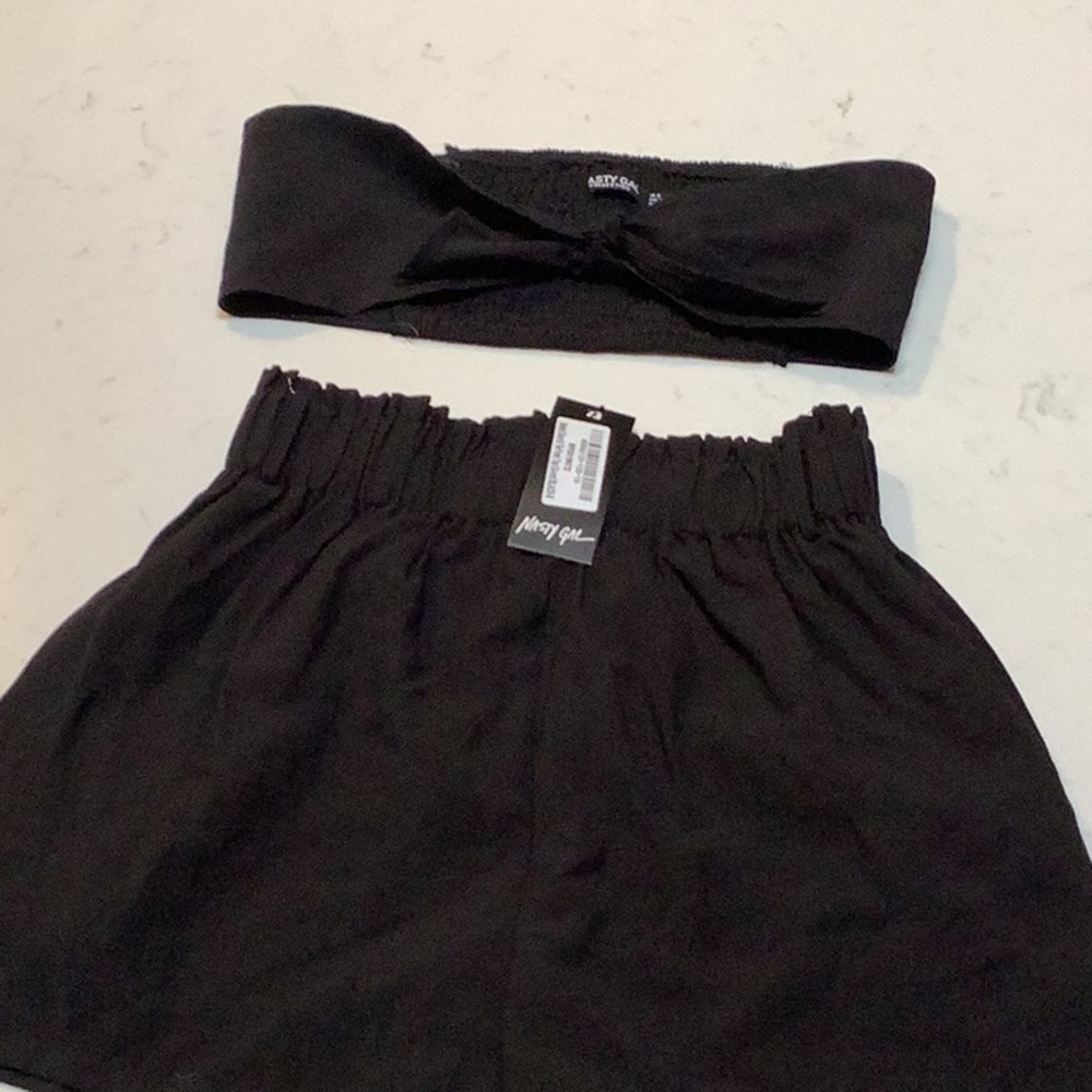 Nasty Gal Belted Short & Tie Front Top